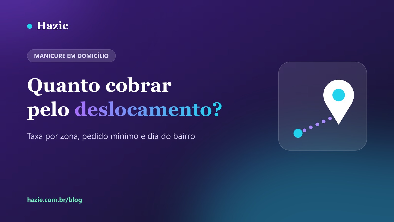 Capa do artigo: Quanto cobrar pelo deslocamento, com um marcador de mapa e uma rota
